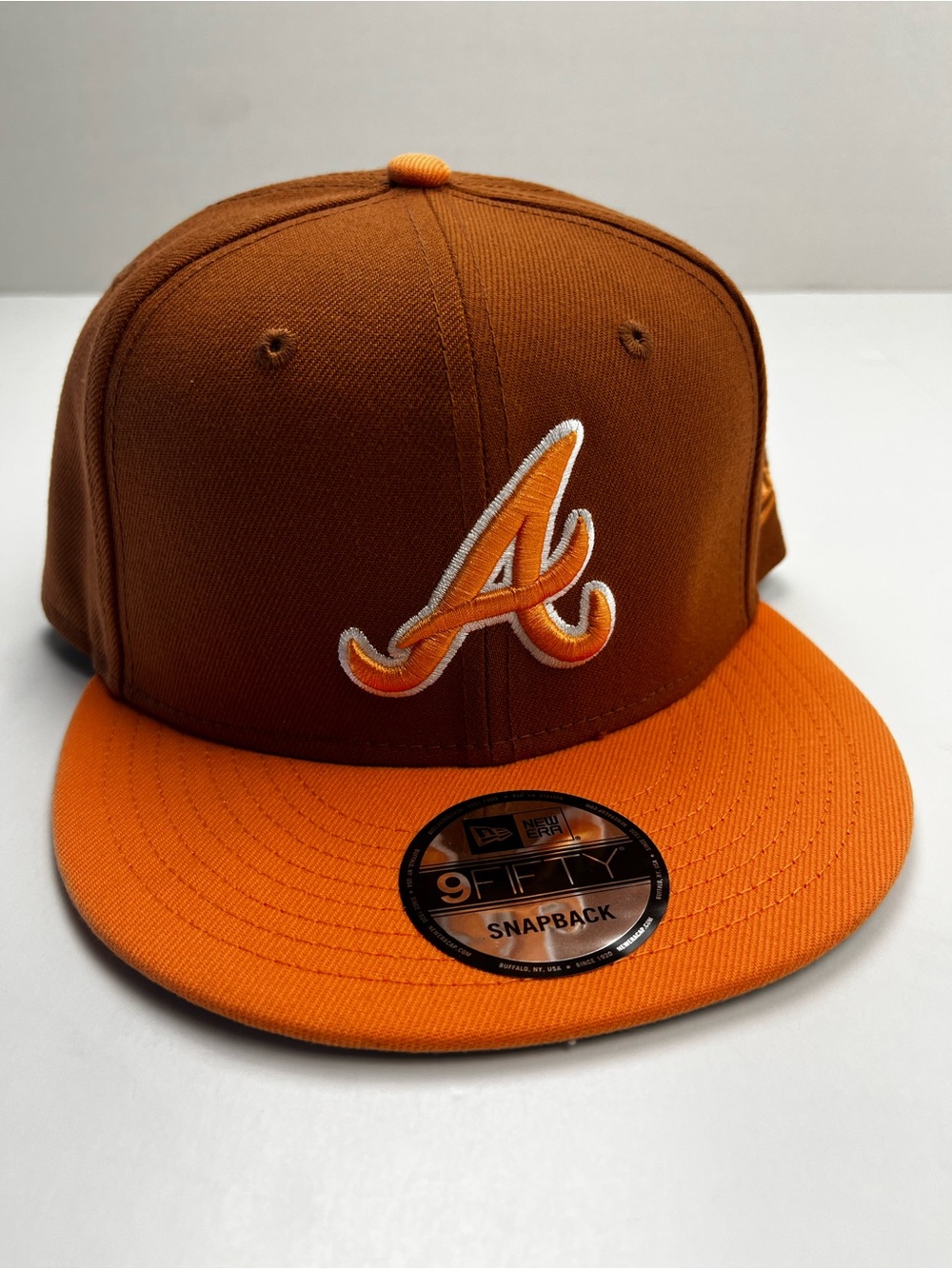 Atlanta Braves Hat Cap Mens SnapBack One Size New Era 2 Tone Brown Orange NWOT